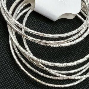 SilverTone Bangle Bracelet Round 8 Piece Everyday Wear